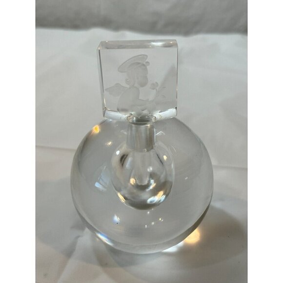 RARE STEUBEN SIGNED NUMBERED 14 CRYSTAL PERFUME BOTTLE ETCHED CHERUB IN STOPPER - Picture 6 of 16